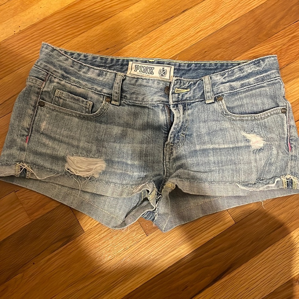 Pink denim shorts